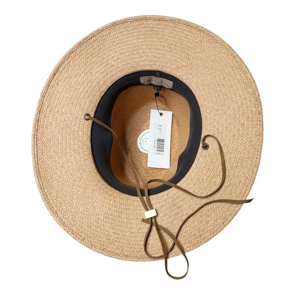 FREYA for VERONICA BEARD Field Gardenia Panama Hat in Tan Raffia Suede Strap New - Picture 9 of 11